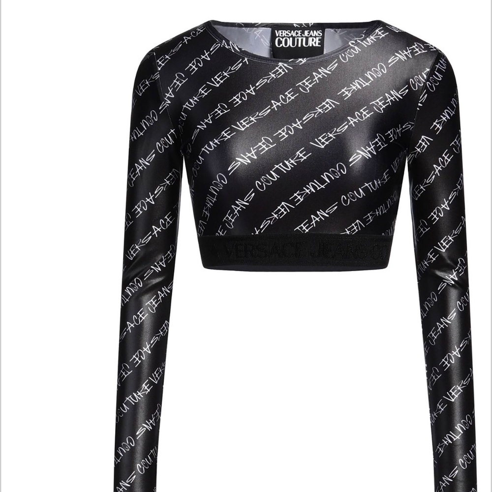 Versace Jeans Couture Logo Print Crop Top